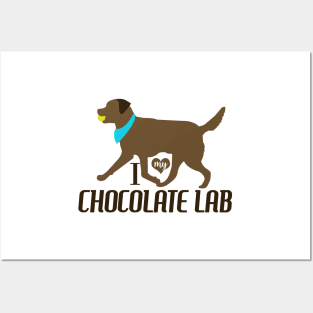 Chocolate Lab Pattern in Blue Chocolate Labs with Hearts Dog Patterns Posters and Art